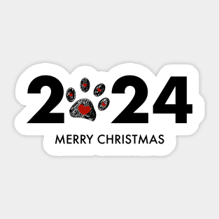 2024 text red paw prints Sticker